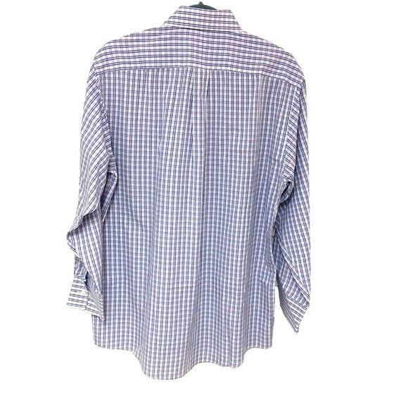 Michael Kors Button Down Plaid Shirt Men's L XL  16 32/33 Purple‎ Gray Flip Cuff - Picture 2 of 4